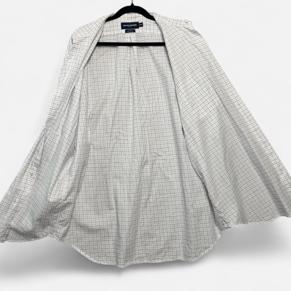 Ralph Lauren Men's Shirt Size XL White Grey Checkered Gold Button Down Sport EUC - Picture 3 of 8